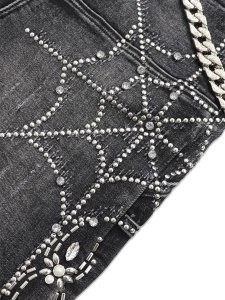 画像7: 【送料無料】GUAPI OBSIDIAN BLACK SPIDER DENIM SHORTS (7)