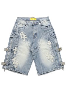 画像1: 【送料無料】GUAPI AQUA BLUE CROSS BUCKLE SHORTS (1)