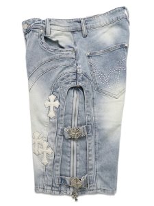 画像3: 【送料無料】GUAPI AQUA BLUE CROSS BUCKLE SHORTS (3)