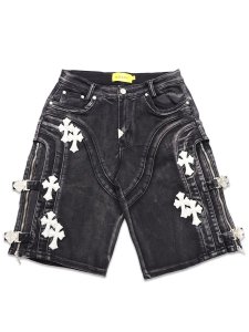 画像1: 【送料無料】GUAPI OBSIDIAN BLACK CROSS BUCKLE SHORTS (1)