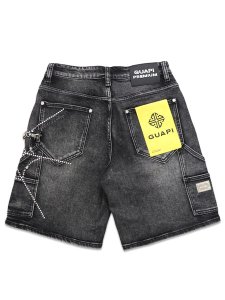 画像2: 【送料無料】GUAPI OBSIDIAN BLACK SPIDER DENIM SHORTS (2)