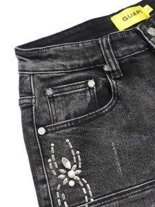 画像6: 【送料無料】GUAPI OBSIDIAN BLACK SPIDER DENIM SHORTS (6)