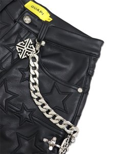 画像4: 【送料無料】GUAPI OBSIDIAN BLACK STARS LEATHER SHORTS (4)
