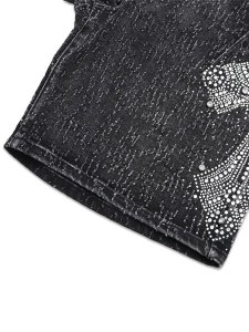 画像9: 【送料無料】GUAPI VINTAGE BLACK DISTRESSED DENIM SHORTS (9)