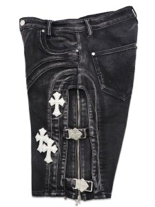 画像3: 【送料無料】GUAPI OBSIDIAN BLACK CROSS BUCKLE SHORTS (3)