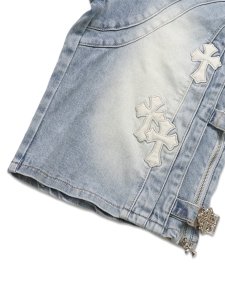 画像9: 【送料無料】GUAPI AQUA BLUE CROSS BUCKLE SHORTS (9)