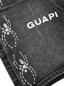 画像9: 【送料無料】GUAPI OBSIDIAN BLACK SPIDER DENIM SHORTS (9)