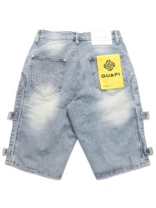 画像2: 【送料無料】GUAPI AQUA BLUE CROSS BUCKLE SHORTS (2)