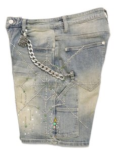 画像3: 【送料無料】GUAPI EMERALD SPIDER DENIM SHORTS (3)