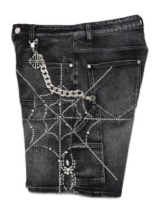 画像3: 【送料無料】GUAPI OBSIDIAN BLACK SPIDER DENIM SHORTS (3)