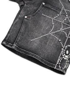 画像10: 【送料無料】GUAPI OBSIDIAN BLACK SPIDER DENIM SHORTS (10)