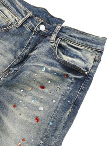 画像3: 【送料無料】mnml SKINNY CRYSTAL DENIM WASHED BLUE (3)
