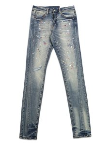 画像1: 【送料無料】mnml SKINNY CRYSTAL DENIM WASHED BLUE (1)