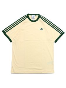 画像1: ADIDAS 3-STRIPES TEE-WARM VANILLA/COLLEGIATE GREEN (1)