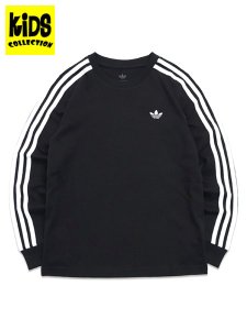 画像1: 【KIDS】ADIDAS KIDS 3-STRIPES L/S TEE-BLACK (1)