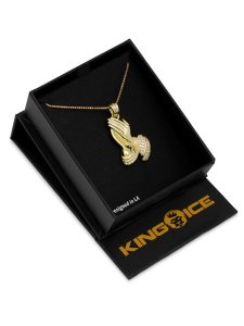 画像4: 【送料無料】KING ICE PRAYING HANDS EMOJI 1.4" 14K GOLD NECKLACE (4)