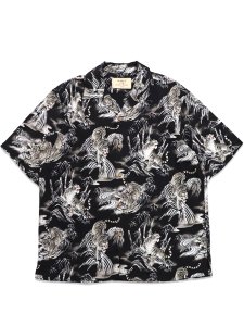 画像1: 【送料無料】AVIREX ALOHA SHIRT TIGER & BAMBOO BLACK (1)
