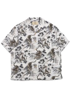 画像1: 【送料無料】AVIREX ALOHA SHIRT TIGER & BAMBOO OFF WHITE (1)