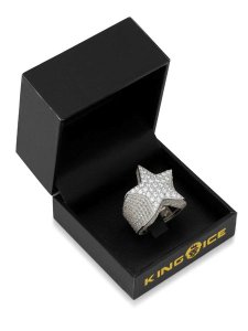 画像3: 【送料無料】KING ICE SHOOTING STAR STERLING SILVER WHITE GOLD RING (3)