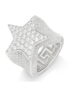 画像1: 【送料無料】KING ICE SHOOTING STAR STERLING SILVER WHITE GOLD RING (1)