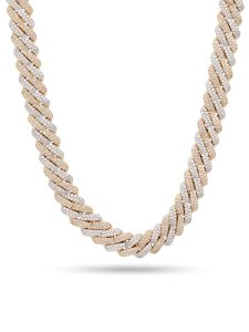 画像1: 【送料無料】KING ICE 12MM ICED DIAMOND CUT MIAMI CUBAN LINK 18" 14K/WH GOLD CHAIN (1)