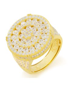 画像1: 【送料無料】KING ICE BRILLIANT-CUT CLUSTER STERLING SILVER 14K VERMEIL RING (1)