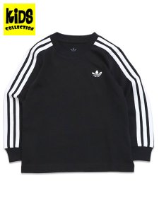 画像1: 【KIDS】ADIDAS KIDS 3-STRIPES L/S TEE-BLACK (1)