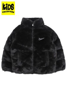 画像1: 【送料無料】【KIDS】NIKE CHILD QUILTED FAUX FUR JACKET-BLACK (1)