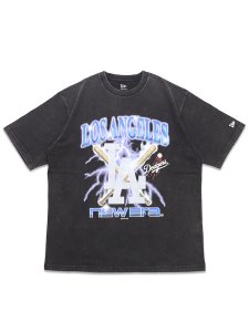 画像1: NEW ERA S/S WASHED COTTON TEE LIGHTNING DODGERS BLACK (1)