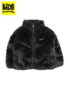 画像1: 【送料無料】【KIDS】NIKE TODDLER QUILTED FAUX FUR JACKET-BLACK (1)