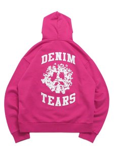 画像2: 【送料無料】DENIM TEARS DENIM UNIVERSTIY HOODIE PINK/WHITE (2)