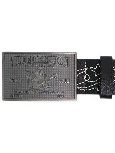 画像2: 【送料無料】TRUE RELIGION HORSESHOE STITCH LOGO BUCKLE BELT BLACK (2)