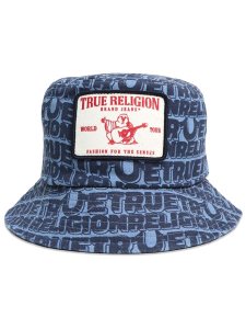 画像2: 【送料無料】TRUE RELIGION ALLOVER SRS BUCKET HAT MEDIUM WASH BLUE (2)