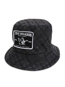 画像1: 【送料無料】TRUE RELIGION LOGO DENIM BUCKET HAT BLACK (1)