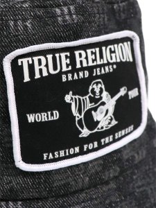 画像6: 【送料無料】TRUE RELIGION LOGO DENIM BUCKET HAT BLACK (6)