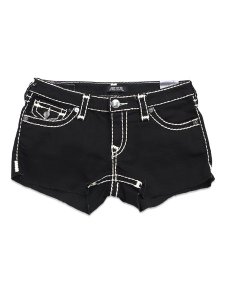 画像2: 【送料無料】TRUE RELIGION WMNS JOEY LOW RISE SUPER T FLAP SHORT BODY RINSE BLACK (2)