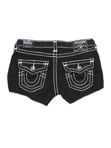画像1: 【送料無料】TRUE RELIGION WMNS JOEY LOW RISE SUPER T FLAP SHORT BODY RINSE BLACK (1)