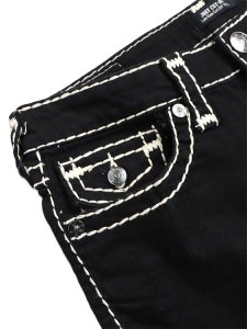 画像3: 【送料無料】TRUE RELIGION WMNS JOEY LOW RISE SUPER T FLAP SHORT BODY RINSE BLACK (3)