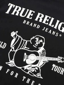 画像5: 【送料無料】TRUE RELIGION MESH PANEL BIG T CARGO HOODIE BLACK (5)