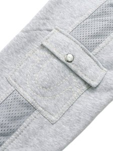 画像6: 【送料無料】TRUE RELIGION MESH PANEL BIG T CARGO HOODIE HEATHER GREY (6)