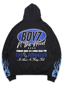 画像2: BOYZ N THE HOOD FLAMES PULLOVER BLACK/BLUE (2)