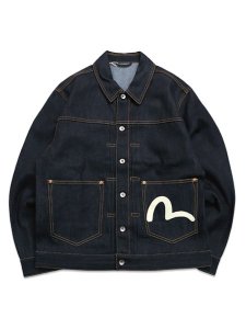 画像1: 【送料無料】EVISU ECRU SEAGULL PRINTED DENIM JACKET RAW INDIGO (1)