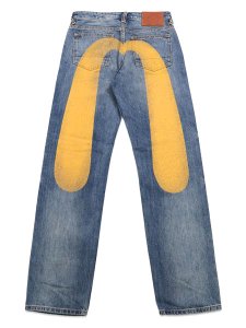 画像1: 【送料無料】EVISU DAICOCK PRINTED JEANS YELLOW #2000 MID TONE INDIGO/YELLOW (1)