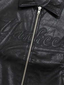 画像3: 【送料無料】NEW ERA SYNTHETIC LEATHER JACKET YANKEES BLK (3)