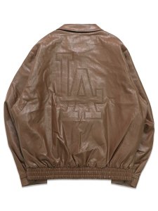 画像2: 【送料無料】NEW ERA SYNTHETIC LEATHER JACKET DODGERS BROWN (2)
