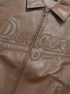 画像3: 【送料無料】NEW ERA SYNTHETIC LEATHER JACKET DODGERS BROWN (3)