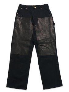画像1: 【送料無料】SCHOTT LEATHER COMB DOUBLE KNEE PANTS BLACK (1)