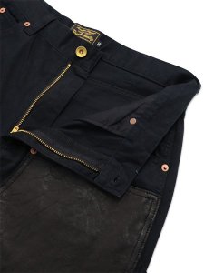 画像4: 【送料無料】SCHOTT LEATHER COMB DOUBLE KNEE PANTS BLACK (4)