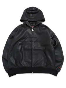 画像1: 【送料無料】FUBU FAUX LEATHER ZIP HOODIE (1)
