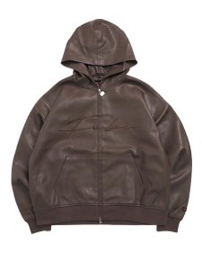 画像1: 【送料無料】FUBU FAUX LEATHER ZIP HOODIE (1)